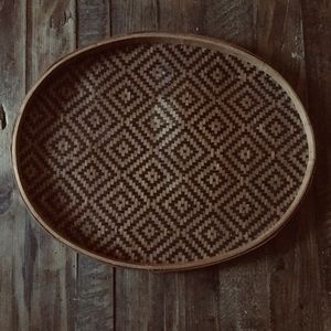 Vintage Southwestern Woven Diamond Wicker Tray
